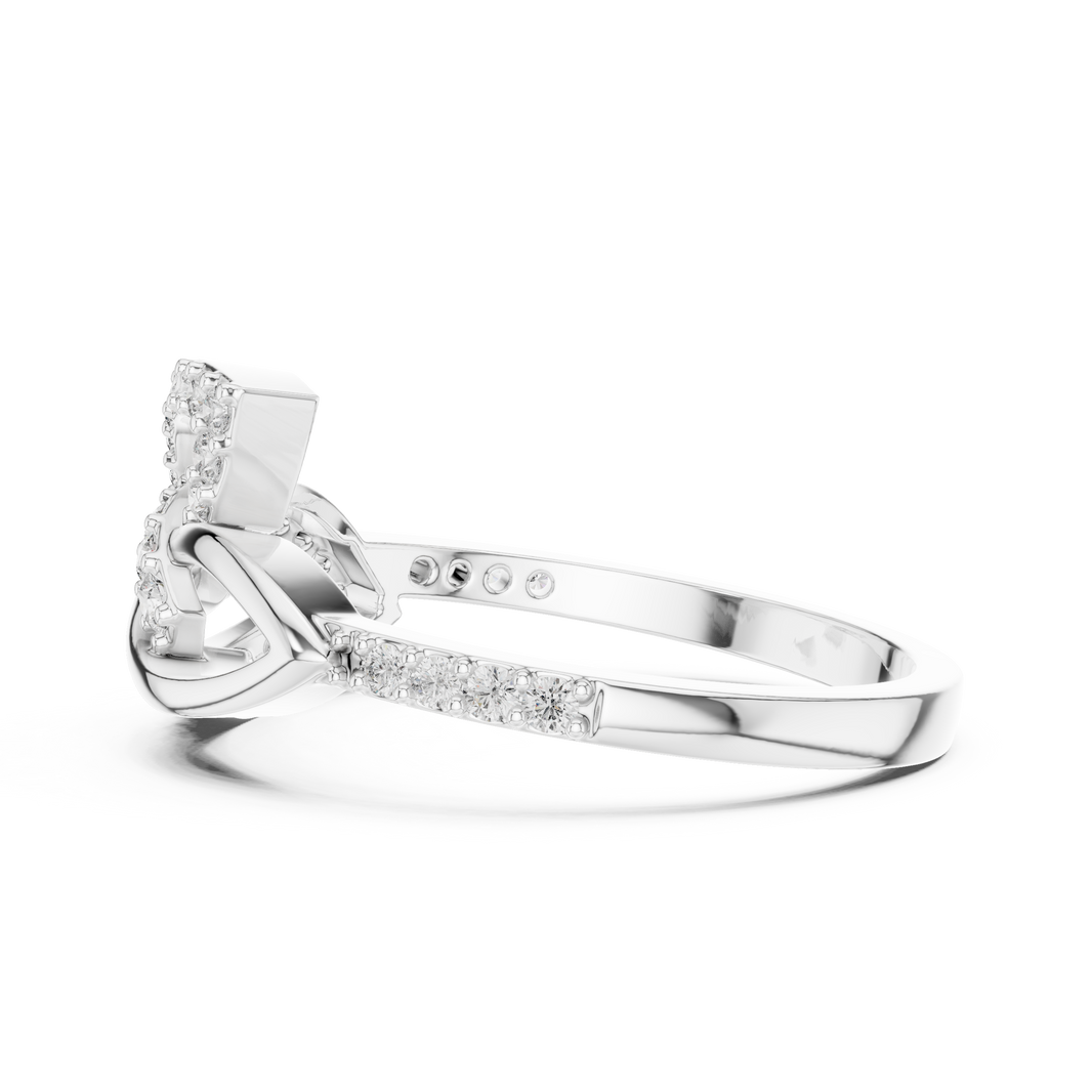Interlaced Leaf Crossover Moissanite Ring in white 925 sterling silver, view 3
