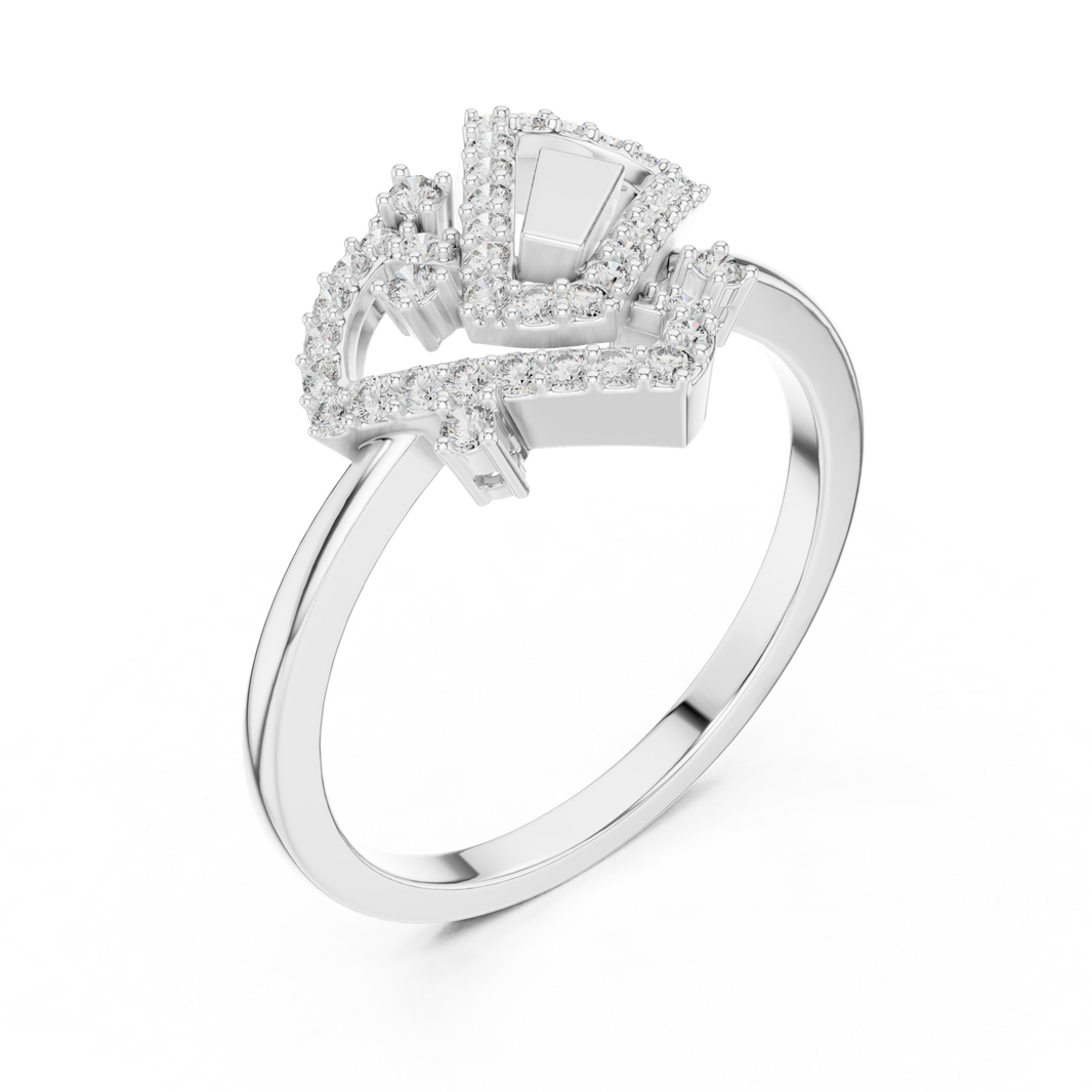 Interlocking Frames Pavé Moissanite Cocktail Ring in white 925 sterling silver, view 2
