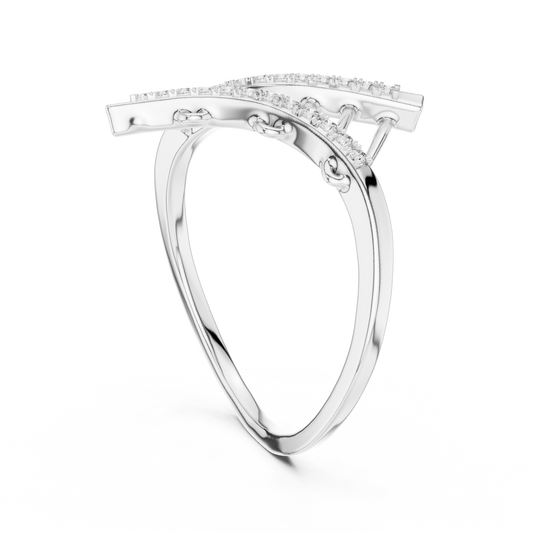Ladder Crossover Moissanite Ring in white 925 sterling silver, view 1