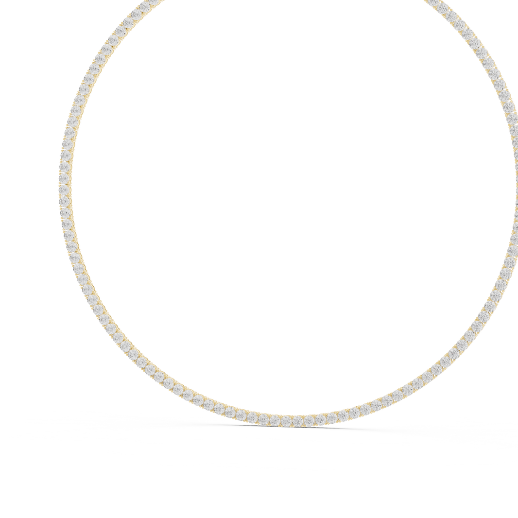 4mm Round Tennis Necklace in yellow 925 sterling silver, view 2
