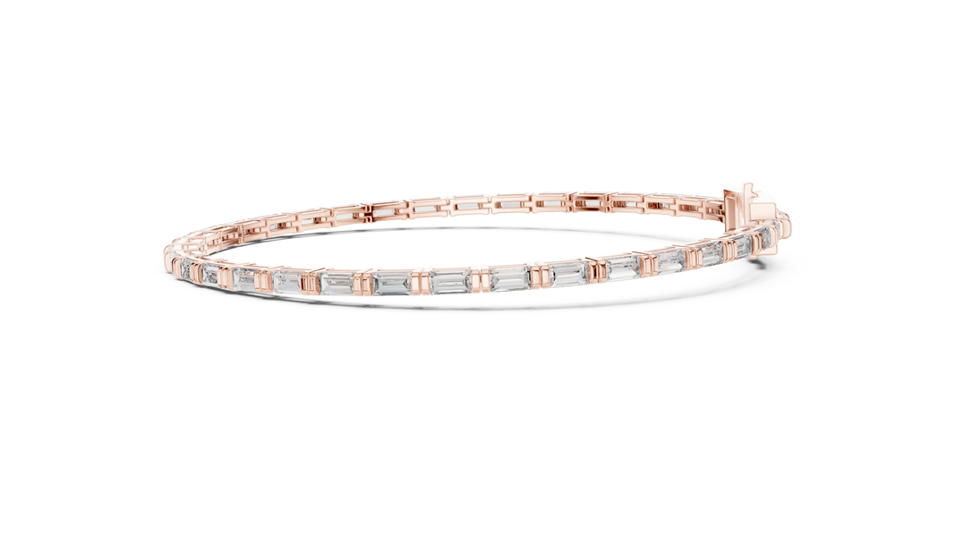 Baguette Moissanite Link Bracelet in rose 925 sterling silver, view 4