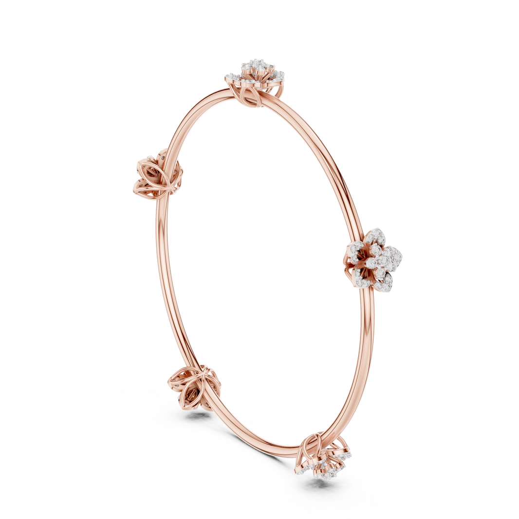 Floral Cluster Moissanite Bangle in rose 925 sterling silver, view 1