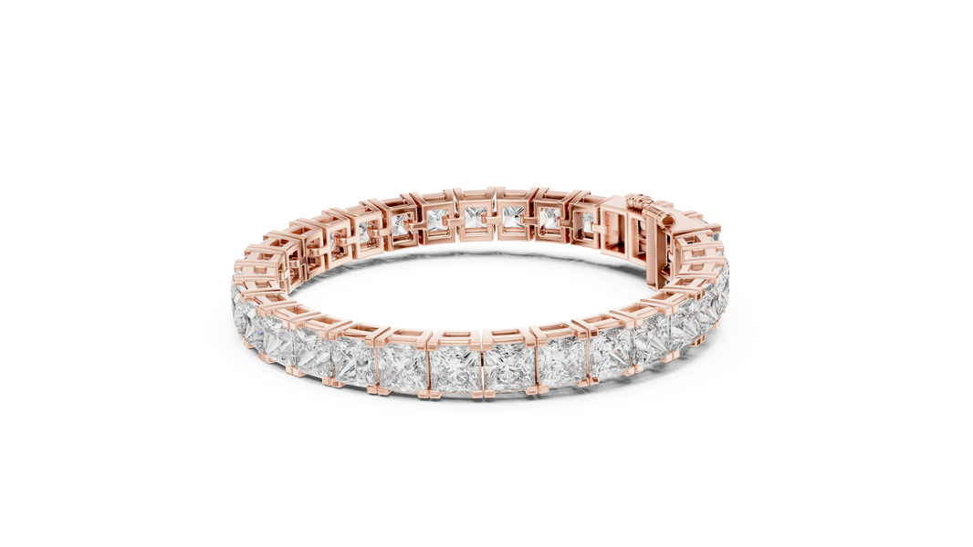 Princess Cut Moissanite Tennis Bracelet in rose 925 sterling silver, view 2
