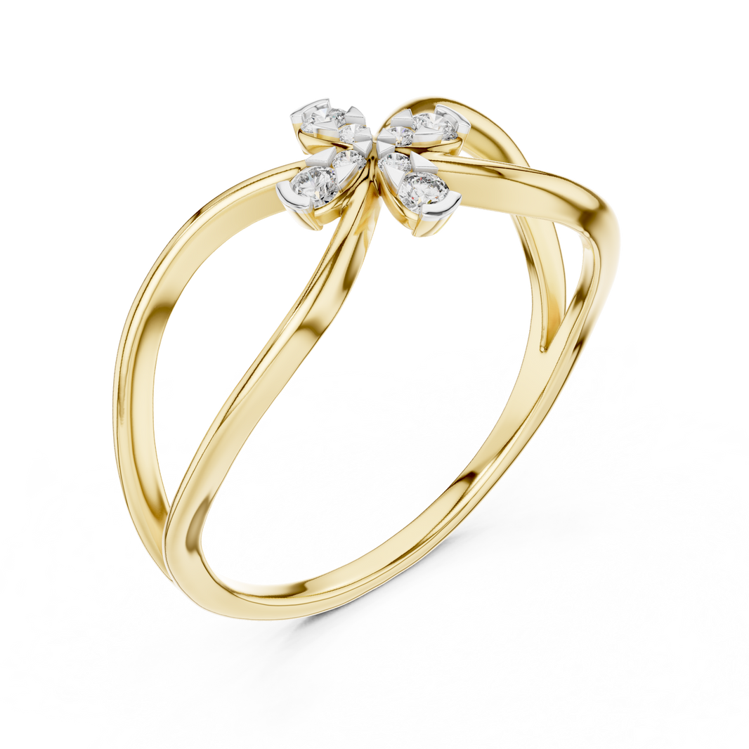 Infinity Flower Moissanite Ring in yellow 925 sterling silver, view 2
