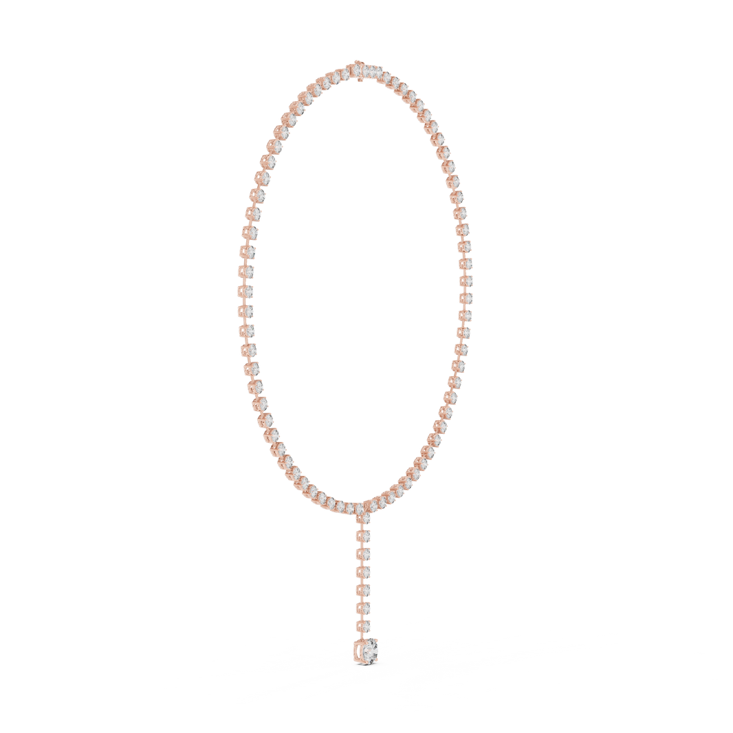 Round Tennis Y Necklace with Round Drop in rose 925 sterling silver, view 3