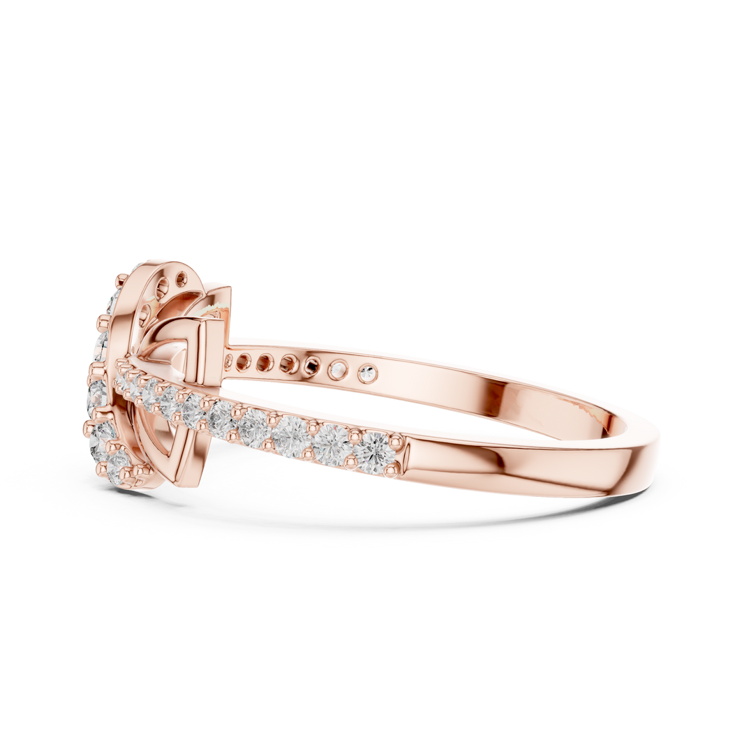 Infinity Bow Pavé Moissanite Ring in rose 925 sterling silver, view 3