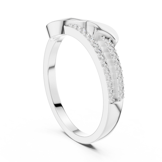 Sculpted Wave Bypass Moissanite Ring in white 925 sterling silver, view 1