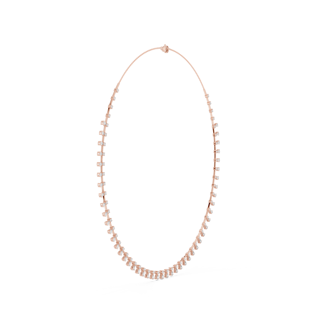 Pear Drop Fringe Necklace in rose 925 sterling silver, view 3