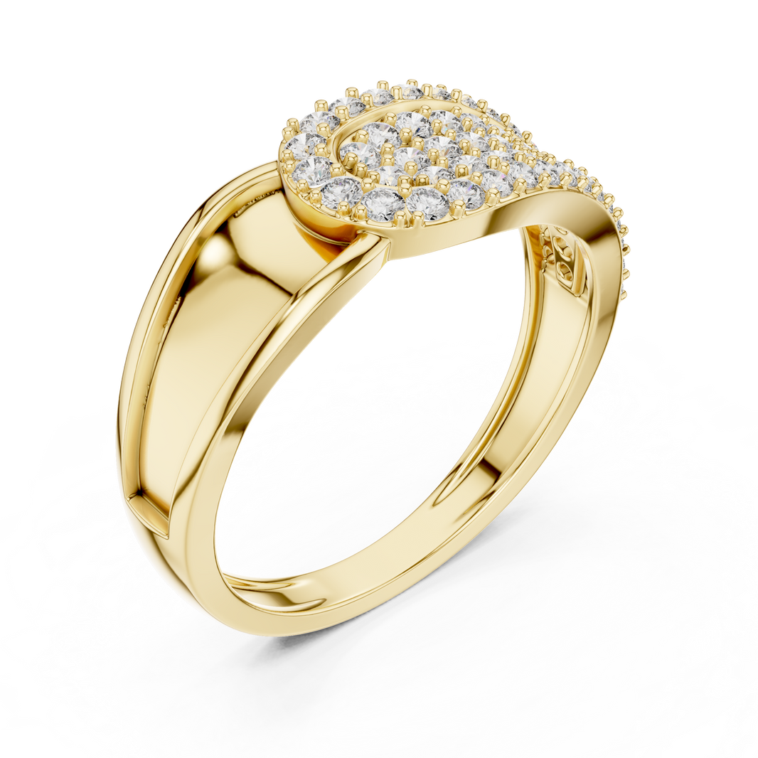 Crossover Teardrop Pavé Moissanite Ring in yellow 925 sterling silver, view 2