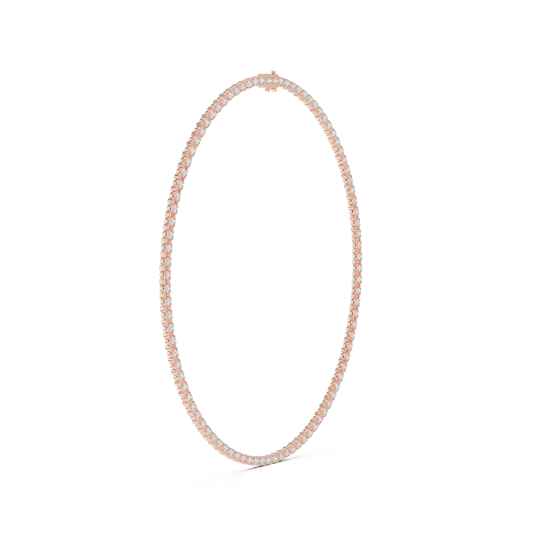 3.3mm Round Tennis Necklace in rose 925 sterling silver, view 3