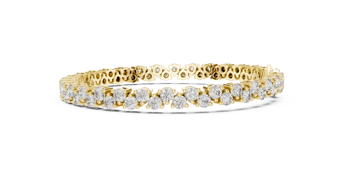 Round Moissanite Loop Link Tennis Bracelet in yellow 925 sterling silver, view 4