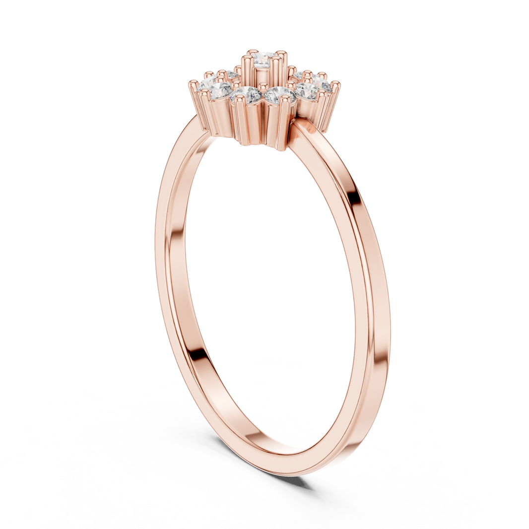 Flower Halo Cluster Moissanite Ring in rose 925 sterling silver, view 1