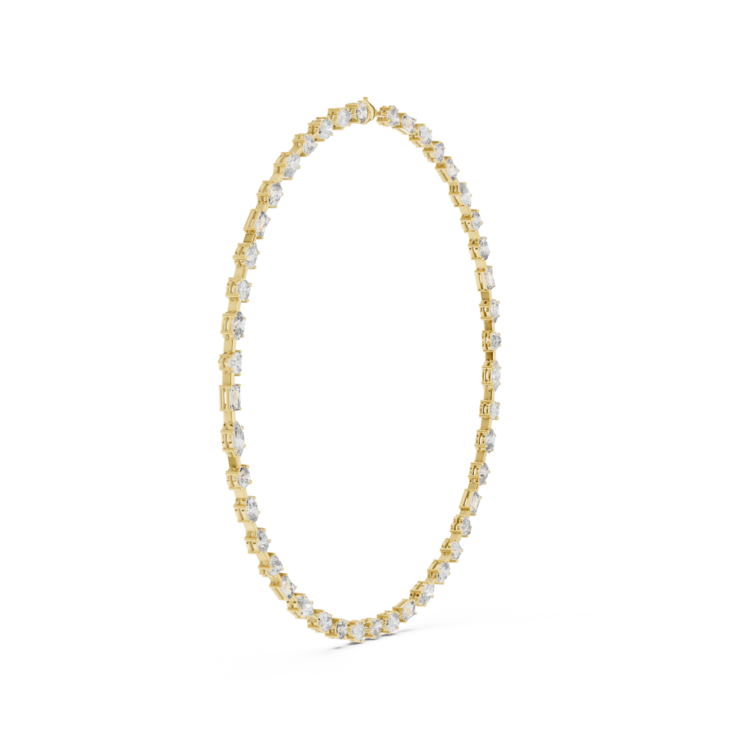 Mixed Shape Tennis Necklace in yellow 925 sterling silver, view 3
