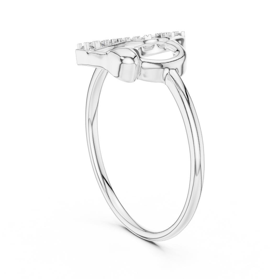 Tilted Pavé Heart Moissanite Ring in white 925 sterling silver, view 1