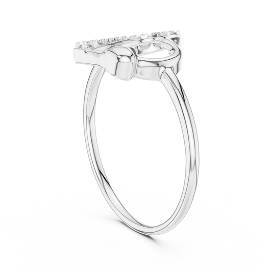 Tilted Pavé Heart Moissanite Ring in white 925 sterling silver, view 1