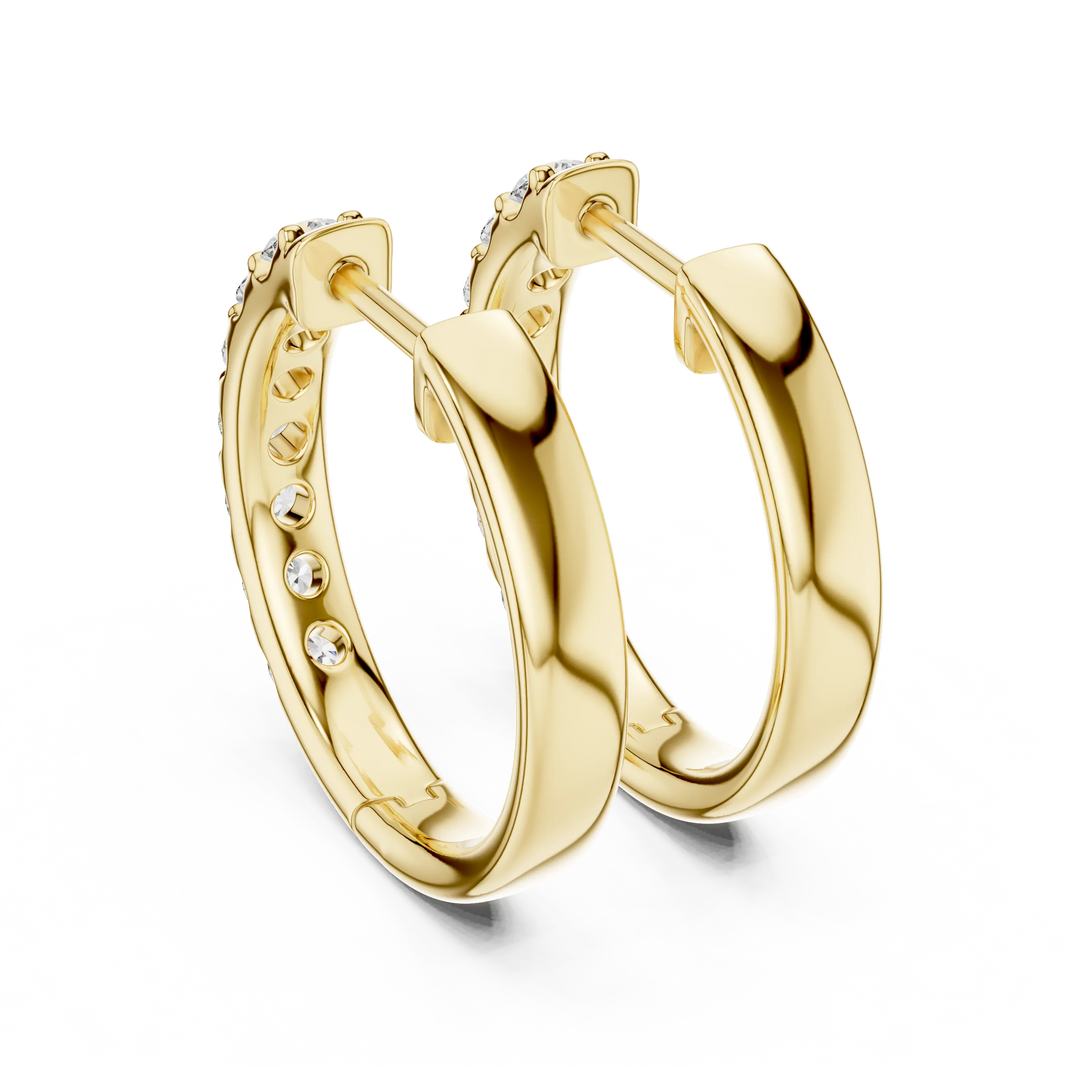 Moissanite huggie hoop earrings in yellow 925 sterling silver, view 3