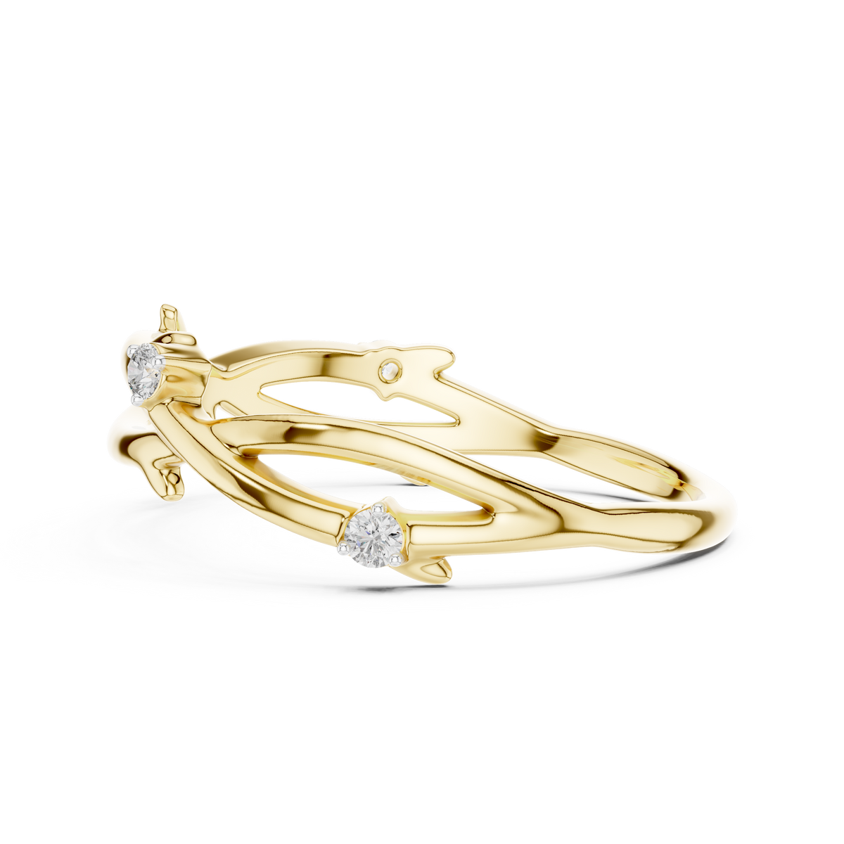 Twig Vine Moissanite Ring in yellow 925 sterling silver, view 3