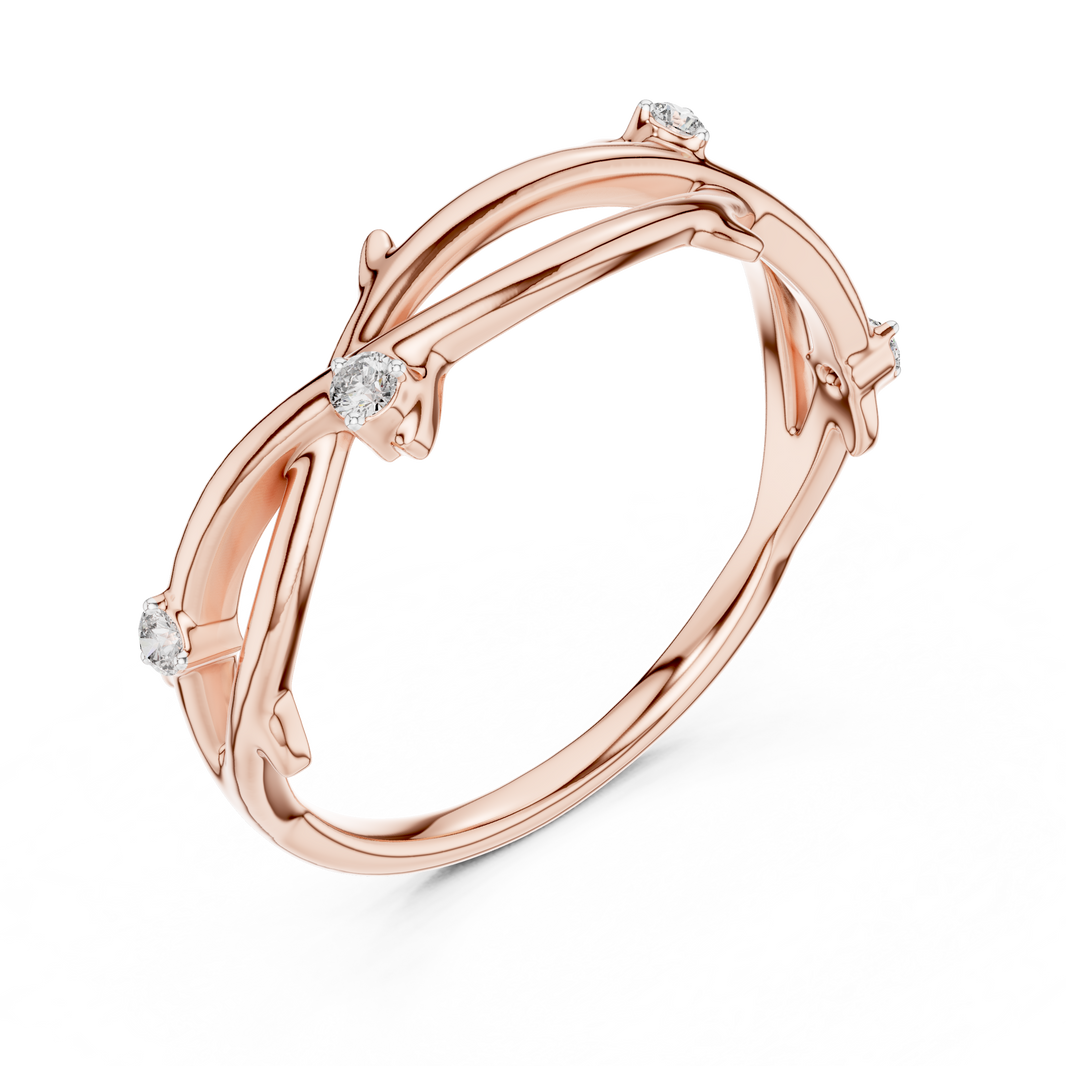 Twig Vine Moissanite Ring in rose 925 sterling silver, view 2