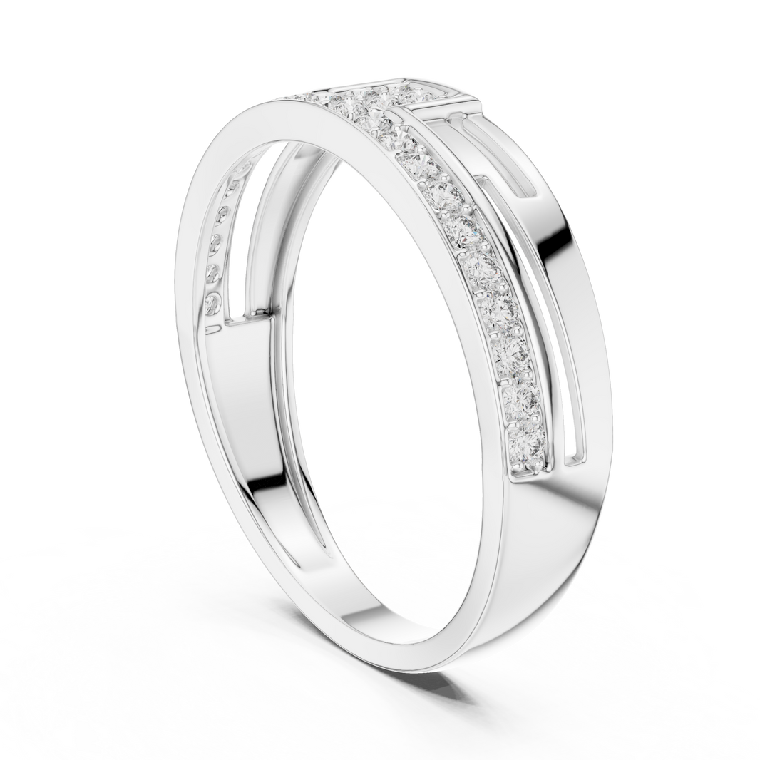Two-Tier Pavé Moissanite Band with Square Accent in white 925 sterling silver, view 1