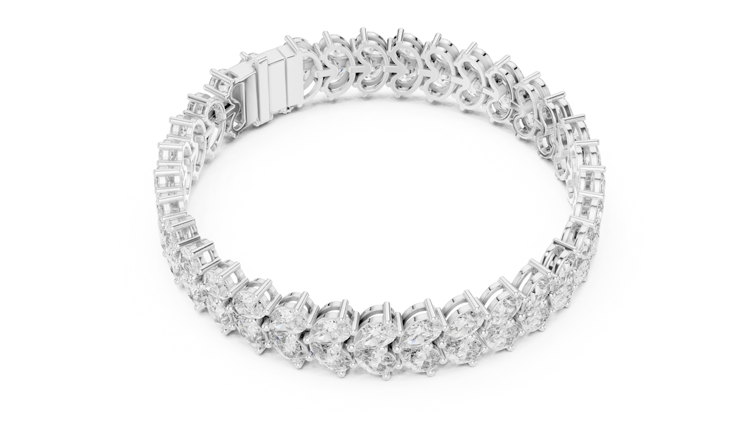 Pear Cluster Moissanite Statement Bracelet in white 925 sterling silver, view 3