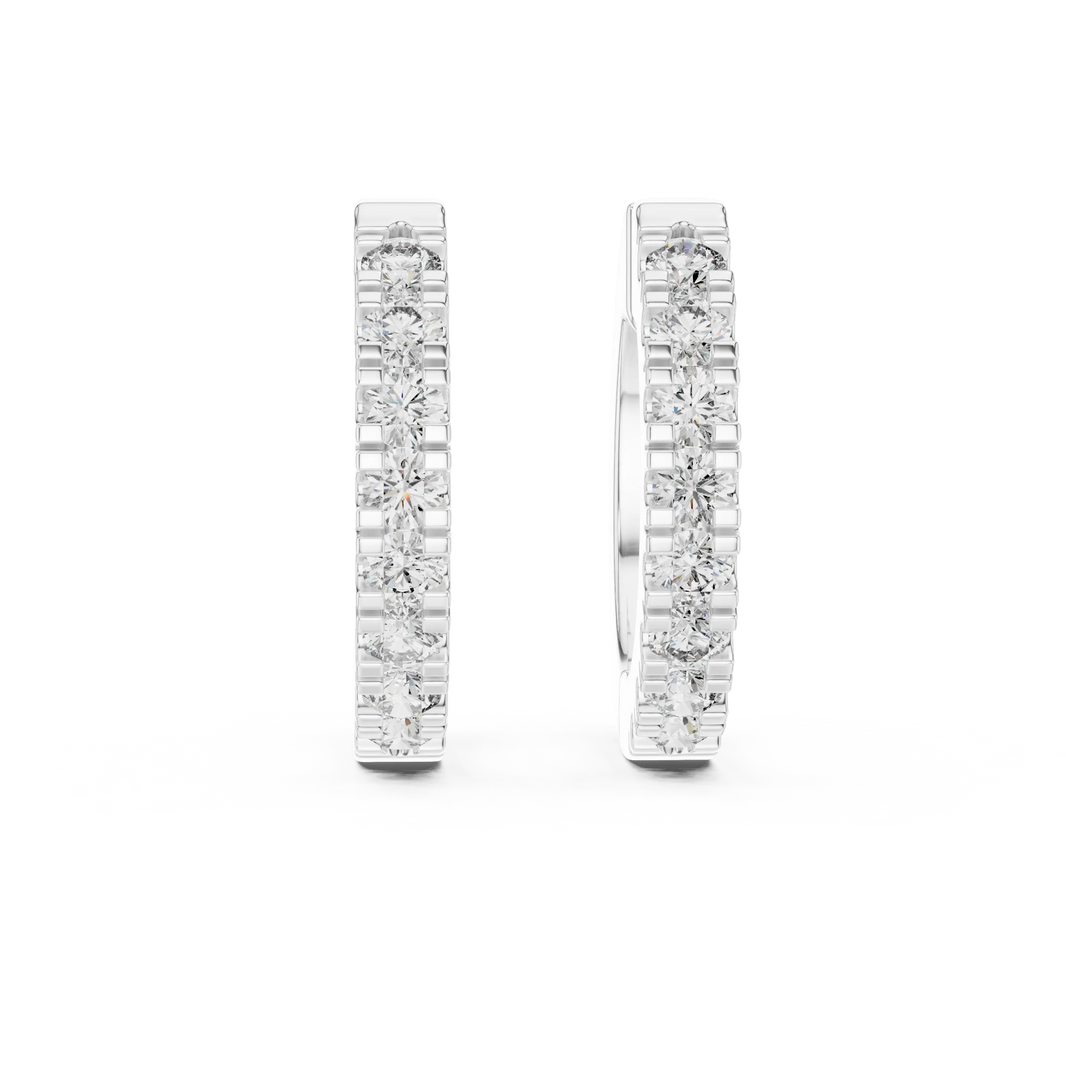 Moissanite pave huggie hoop earrings in white 925 sterling silver, view 4