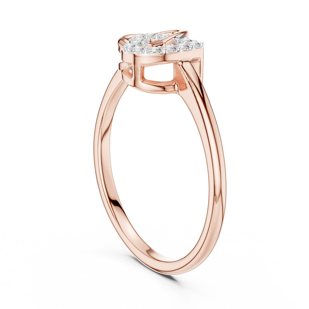 Interlocking Pavé Hearts Moissanite Ring in rose 925 sterling silver, view 1