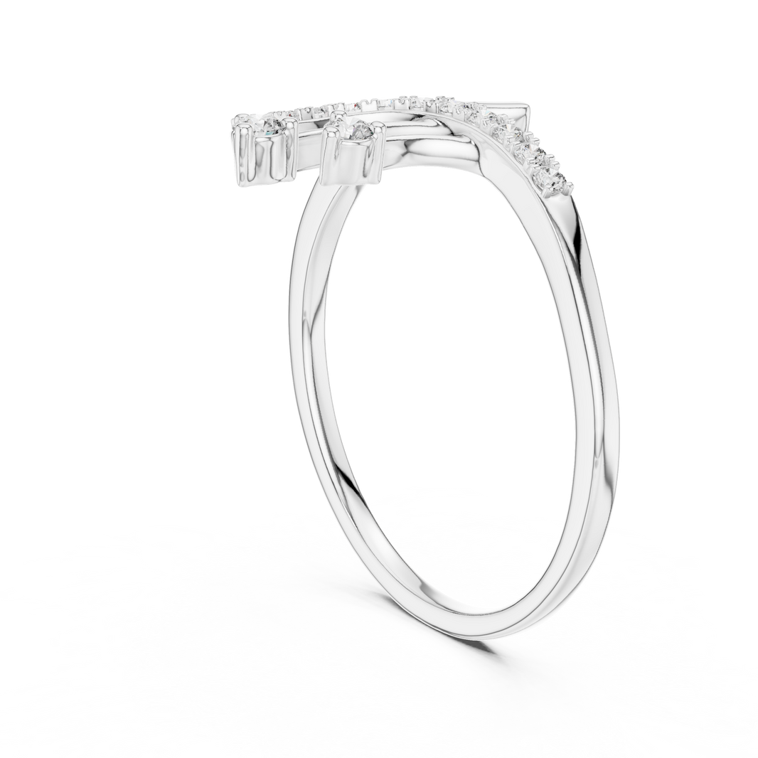 Shooting Star Spray Moissanite Ring in white 925 sterling silver, view 1