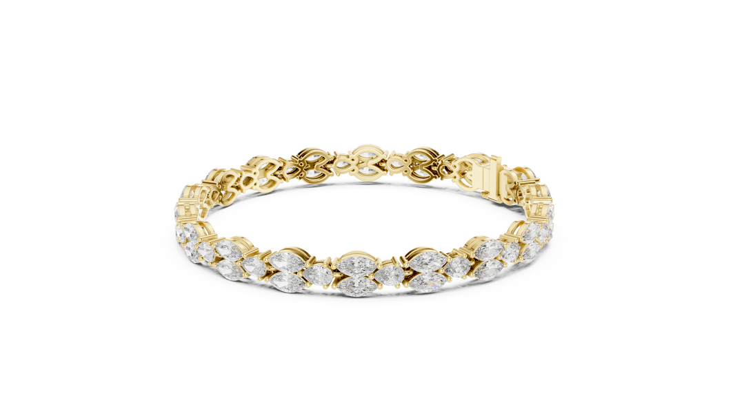 Marquise and Pear Moissanite Tennis Bracelet in yellow 925 sterling silver, view 2
