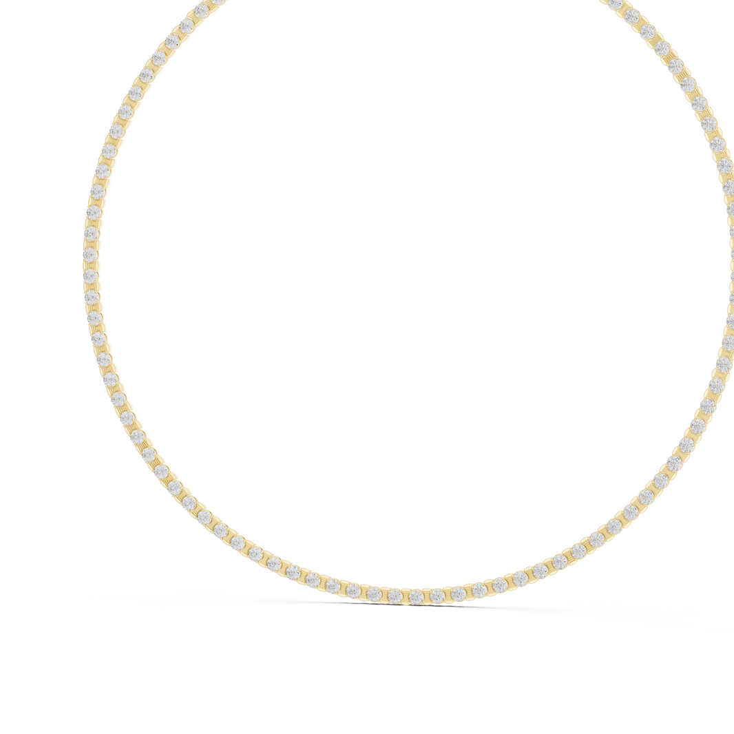 3.3mm Round Tennis Necklace in yellow 925 sterling silver, view 2