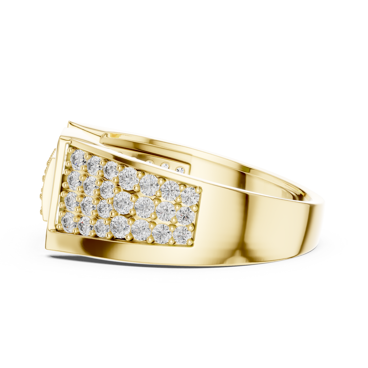Geometric Pavé Panel Moissanite Statement Band in yellow 925 sterling silver, view 3