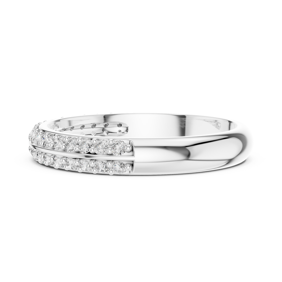 Double Row Pavé Moissanite Half Eternity Band in white 925 sterling silver, view 3