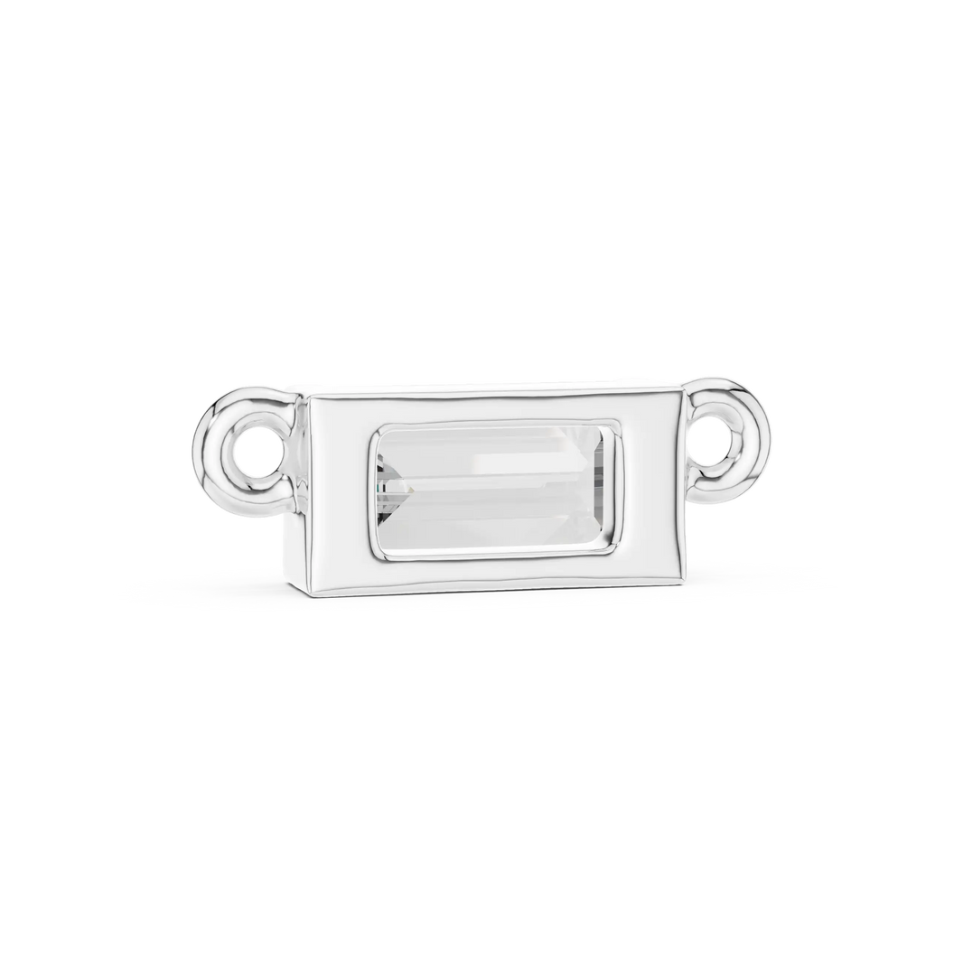 East-West Baguette Moissanite Bar Pendant in white 925 sterling silver, view 4