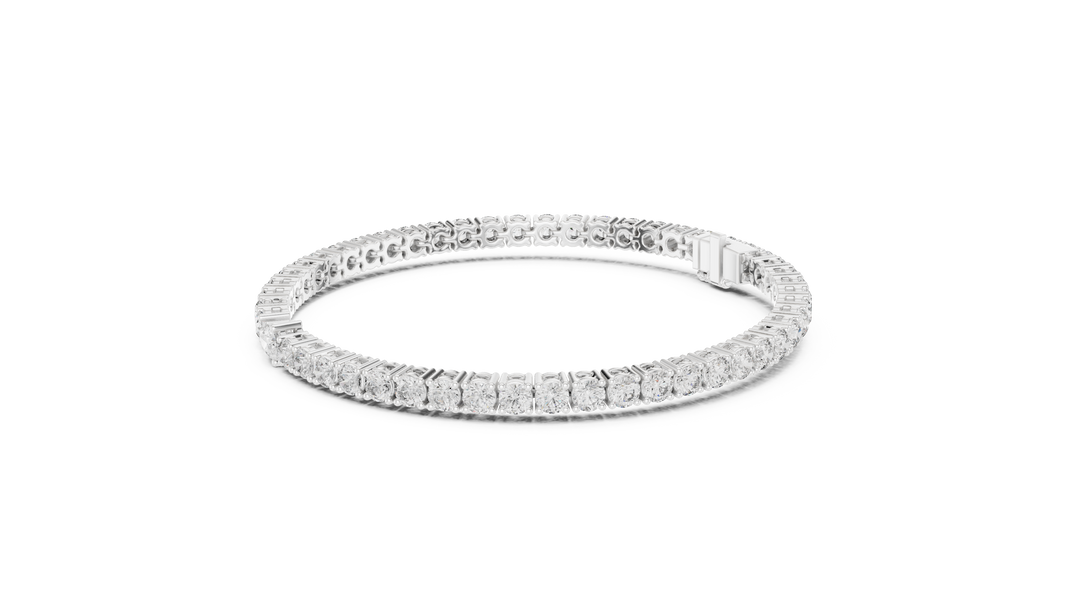 Pear Centre Round Moissanite Tennis Bracelet in white 925 sterling silver, view 2