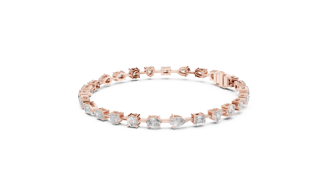 Mixed Shape Moissanite Tennis Bracelet in rose 925 sterling silver, view 2