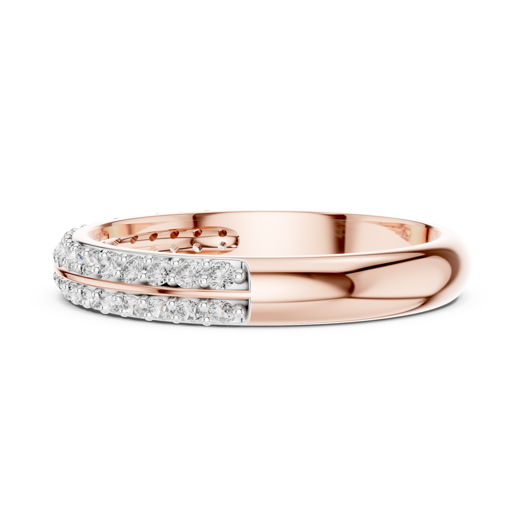 Double Row Pavé Moissanite Half Eternity Band in rose 925 sterling silver, view 3