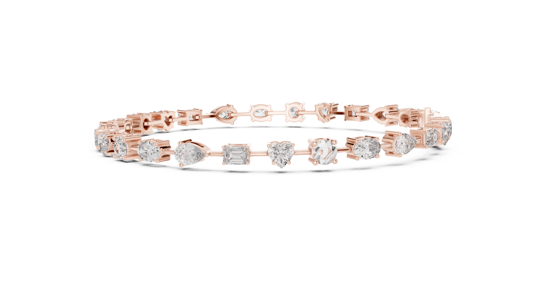 Mixed Shape Moissanite Tennis Bracelet in rose 925 sterling silver, view 4