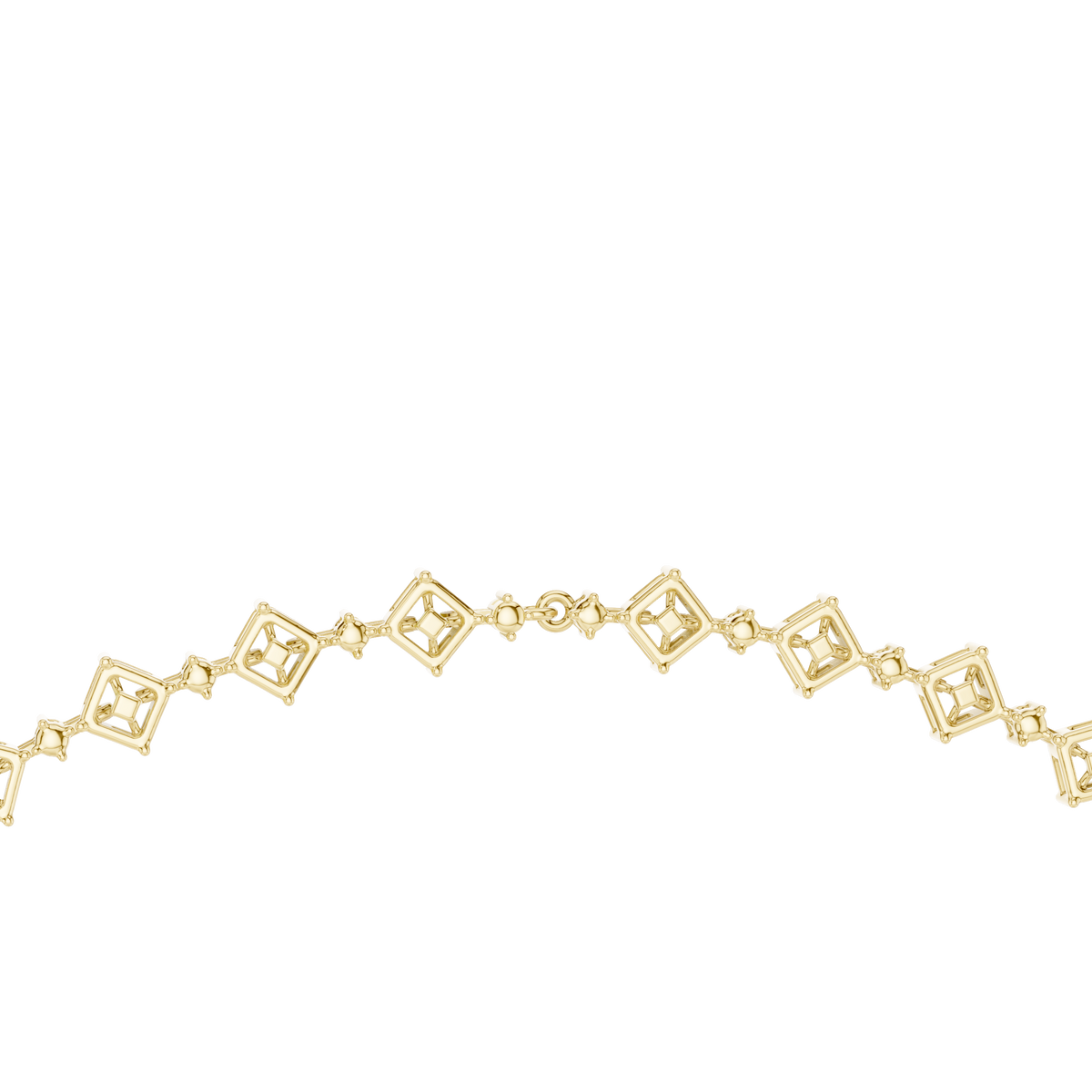 Mixed Shape Halo Station Necklace in yellow 925 sterling silver, view 4