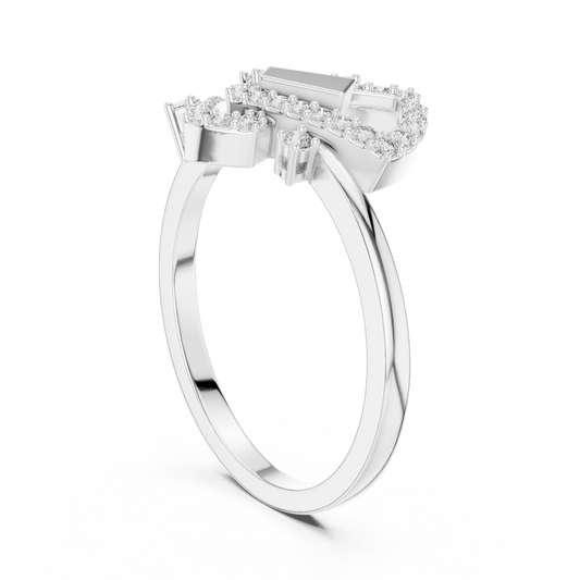 Interlocking Frames Pavé Moissanite Cocktail Ring in white 925 sterling silver, view 1