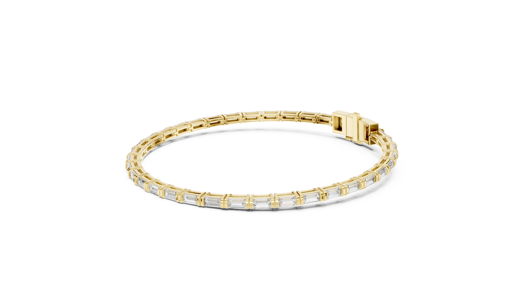 Baguette Moissanite Link Bracelet in yellow 925 sterling silver, view 2