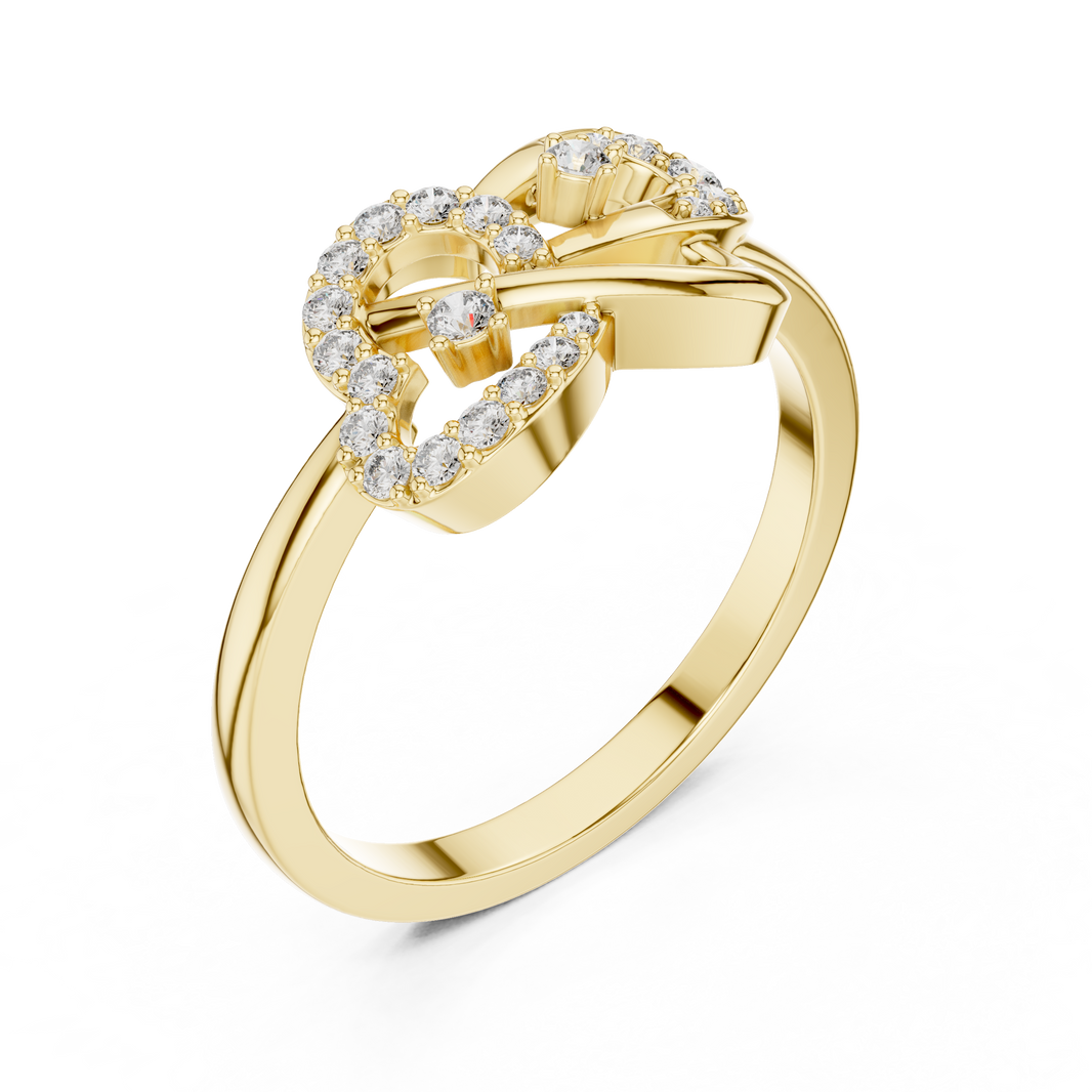 Infinity Loop Moissanite Ring with Collet Accents in yellow 925 sterling silver, view 2