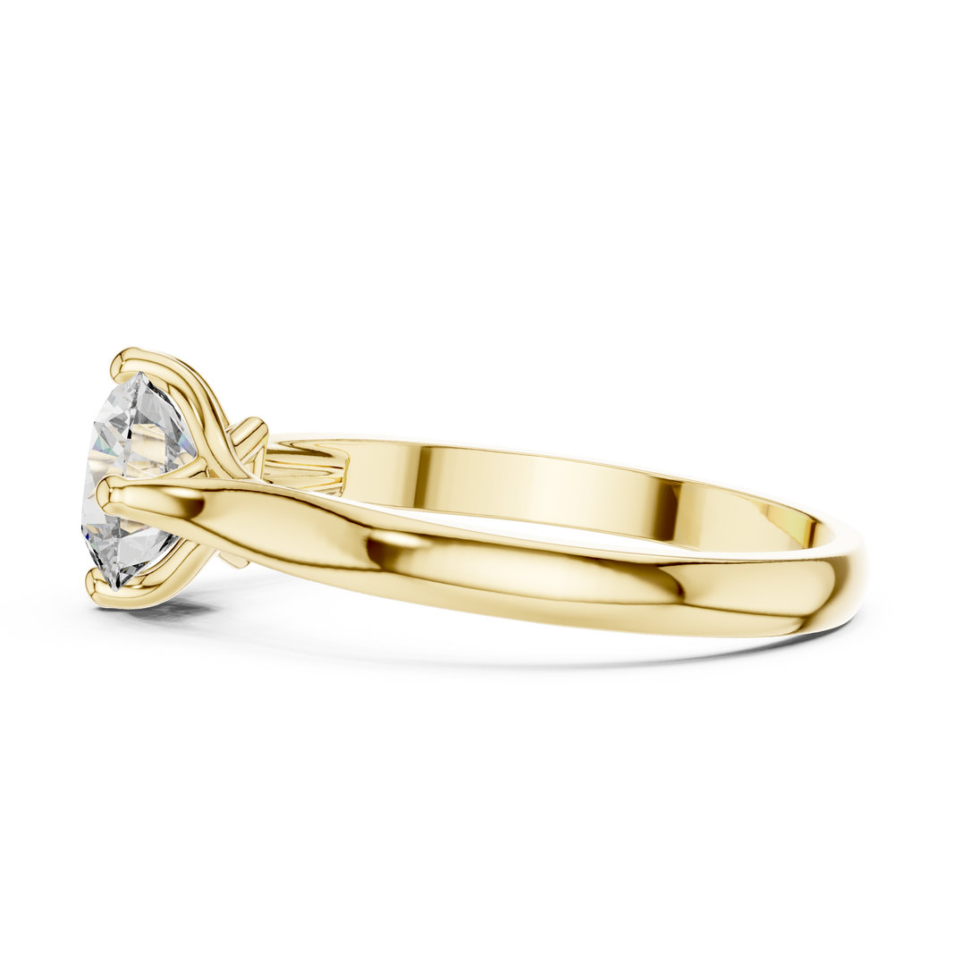 Round Compass Set Moissanite Split Cathedral Solitaire Ring in yellow 925 sterling silver, view 3