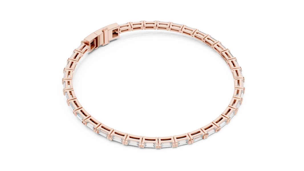 Baguette Moissanite Link Bracelet in rose 925 sterling silver, view 3