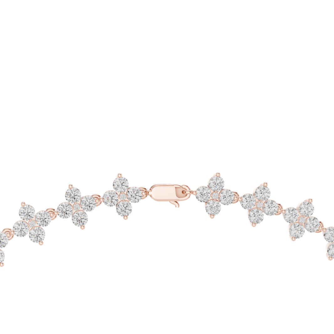 Flower Cluster Link Necklace in rose 925 sterling silver, view 4