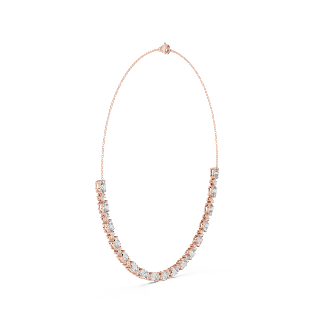 Oval Station Necklace in rose 925 sterling silver, view 3