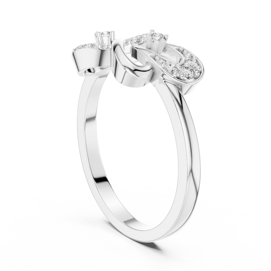 Infinity Loop Moissanite Ring with Collet Accents in white 925 sterling silver, view 1