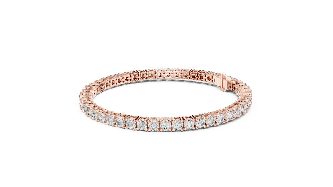Round Four Prong Moissanite Tennis Bracelet in rose 925 sterling silver, view 2