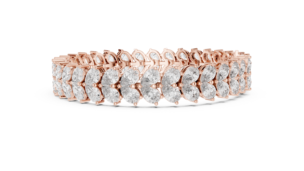 Pear Cluster Moissanite Statement Bracelet in rose 925 sterling silver, view 4