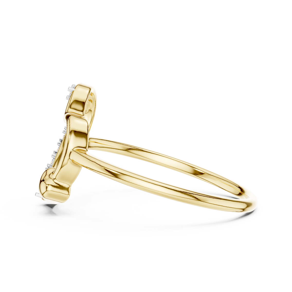 Tilted Pavé Heart Moissanite Ring in yellow 925 sterling silver, view 3