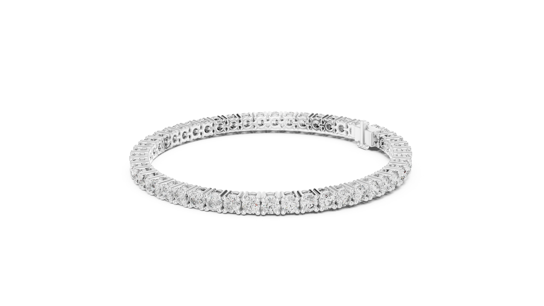 Round Four Prong Moissanite Tennis Bracelet in white 925 sterling silver, view 2