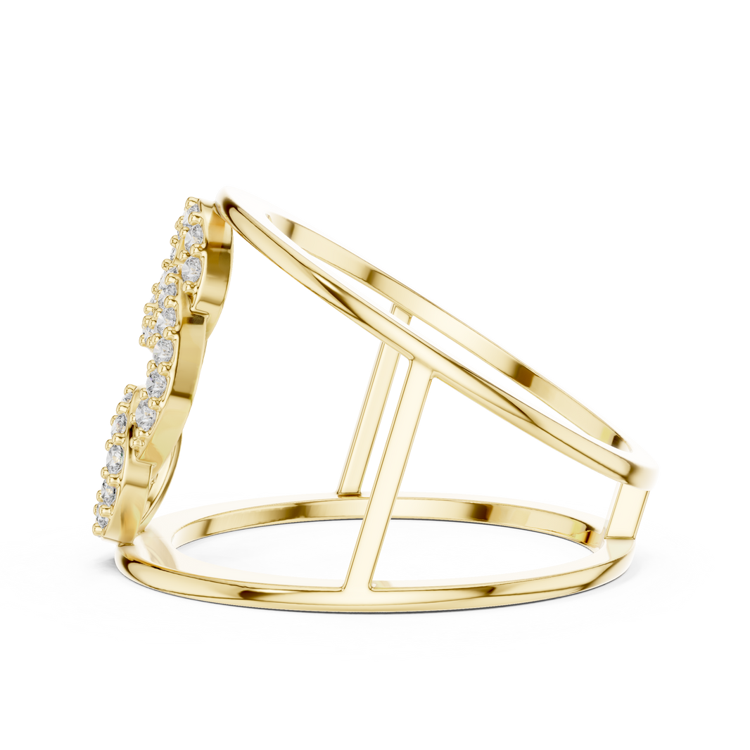 Interlocking Circles Cage Moissanite Ring in yellow 925 sterling silver, view 3